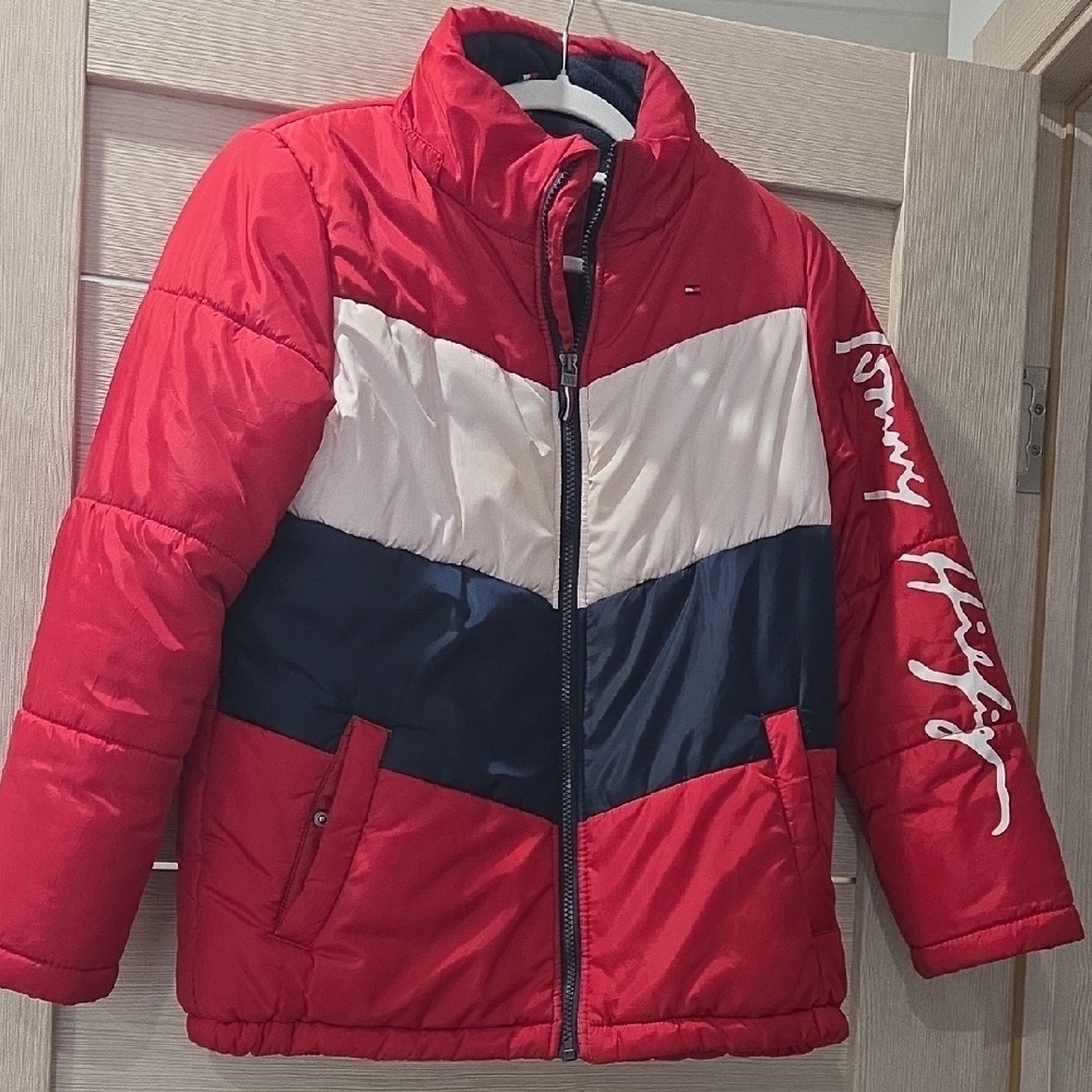 Tommy Hilfiger Kids Red, White, and Blue Puffer Coat